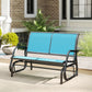 Outdoor Glider Bench, 2 Person Patio Glider Chair, Gliding Outdoor Garden Loveseat Swing Bench with Breathable Mesh Fabric, Steel Frame for Backyard, Porch, Blue