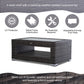 2-Tier Rattan Patio Coffee Table Wicker Patio Tea End Desk with Tempered Glass Top & Storage for Balcony, Backyard, Poolside