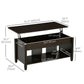 Lift Top Coffee Table, Modern Center Table with Storage Shelves and Hidden Compartment for Living Room, 41" L, Espresso