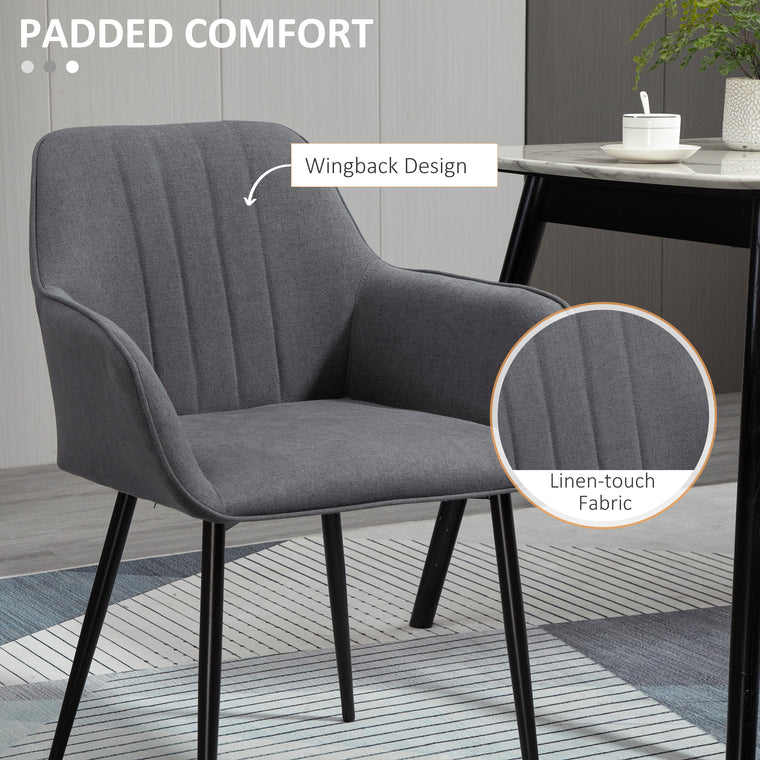 Set of 2 Upholstered Linen Dining Chairs