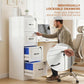 4 Drawer File Cabinet with Lock, Vertical Filing Cabinet with Adjustable Hanging Bars for A4 and Letter Size, White