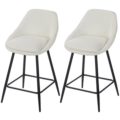 Set of 2 26" Swivel Barstools with Armrests - Cream White