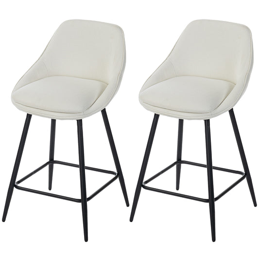 Set of 2 26" Swivel Barstools with Armrests - Cream White