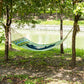 83" Patio Double Hammock, Wide Outdoor Hammock Bed Striped Fits 2 People Sunbed Camping hang Sleep w/ Pillow, White Stripe