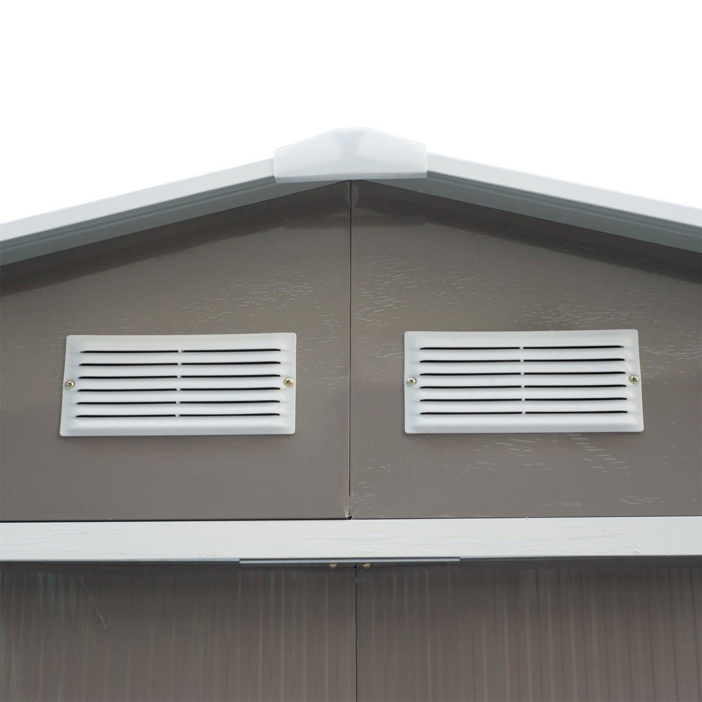 9'x6.3'Garden Storage Outdoor Shed w/ Floor Foundation Outdoor Yard Metal Tool Storage House Grey White