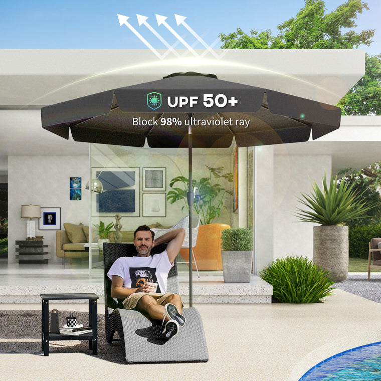 8.5ft Black Round Market Table Umbrella with Tilt & Crank