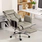 Reclining Office Chair, Overstuffed Executive Desk Chair with High Back, PU Leather, Footrest, Swivel Wheels, Grey