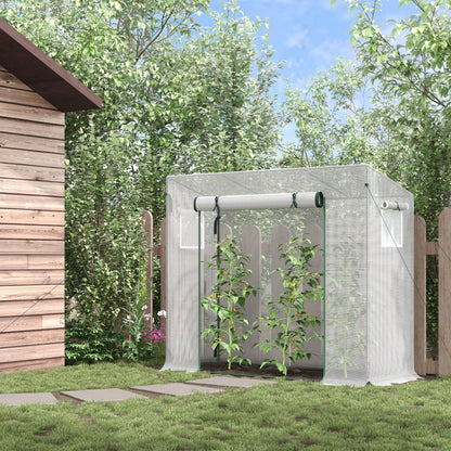 6.6' x 2.5' x 5.5' White Steel-Frame Walk-In Greenhouse