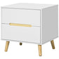 Nightstand, Bedside Table with 2 Drawers, Modern Side End Table with Solid Wood Legs for Bedroom, White