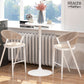 High Top Bar Table, Modern Round Dining Table with Painted Top and Steel Base, Bistro Table for 2 People, White
