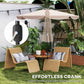 9' x 9' Khaki Round Market Umbrella with Valance & Tilt Crank
