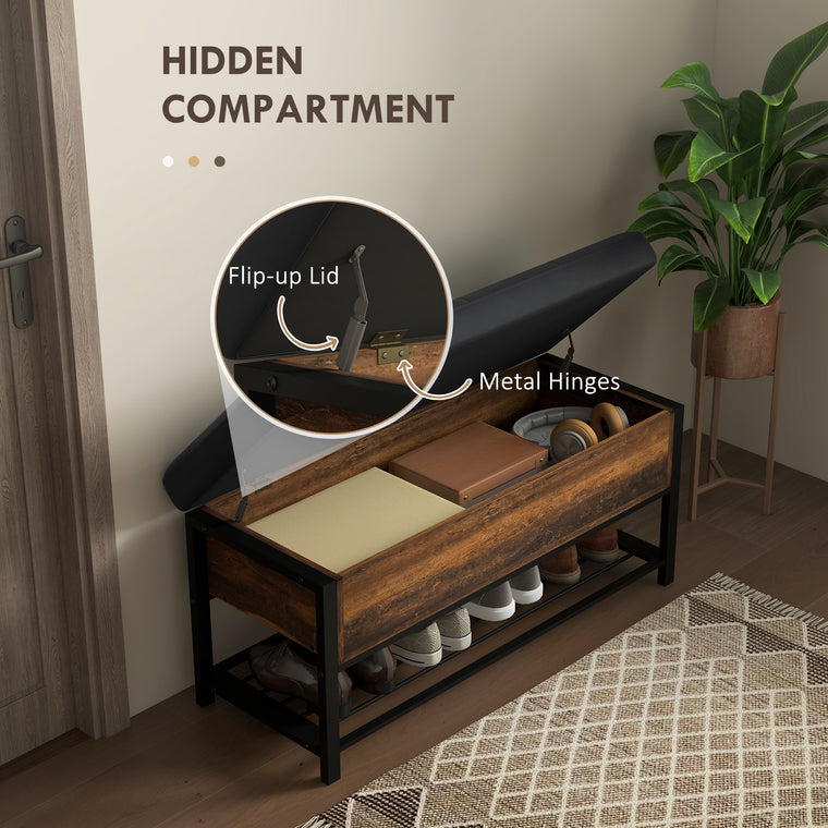Shoe Storage Bench with Flip Top - Rustic Brown
