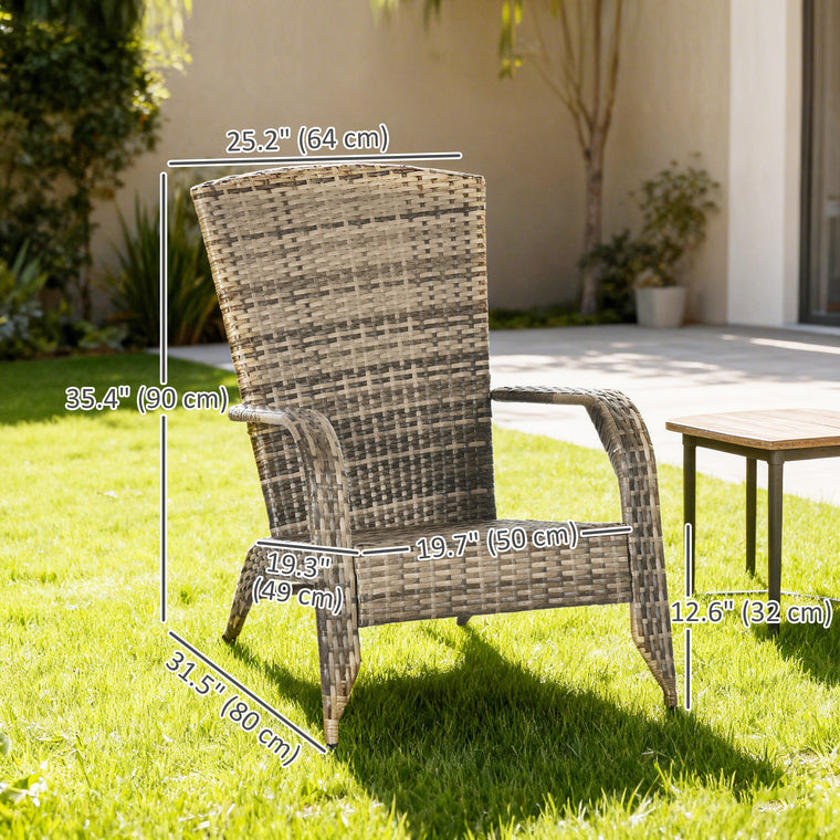 Mixed Grey PE Rattan Adirondack Chair with Cushions