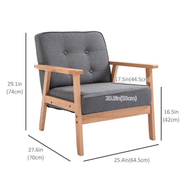 Mid-Century Tufted Accent Chair - Grey