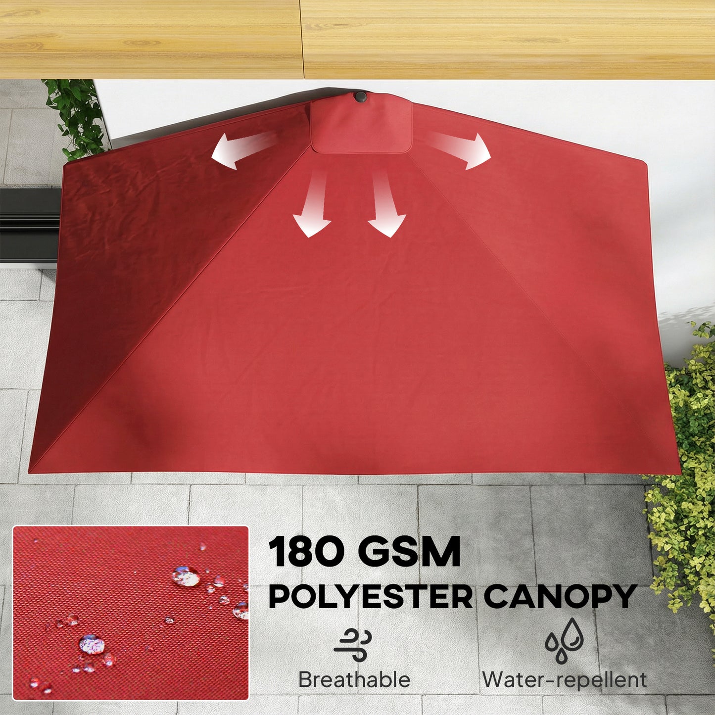 8ft Half Round Umbrella Outdoor Balcony Parasol Patio Garden Outdoor Window Sun Shade w/ 5 Ribs