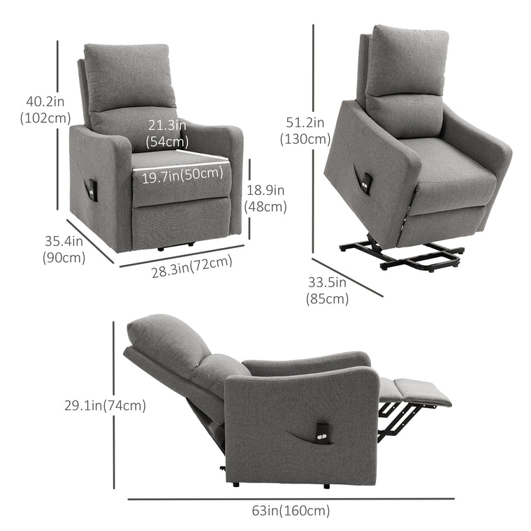 Power Lift Recliner with Remote - Grey