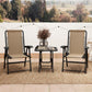 3 Pieces Patio Bistro Set, Outdoor Folding Table and Chairs Set, Metal Patio Furniture Set with Cup Holders