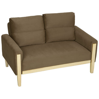 53" Velvet Loveseat with Wood Legs - Brown