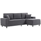 Corduroy L-Shape Corner Sectional Sofa - Charcoal Grey