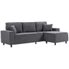 Corner Sofa with Changeable Chaise, Corduroy L-Shaped Sectional Sofa with Pocket Spring, 2 Pillows