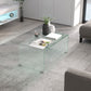 Glass Coffee Table, Clear Coffee Table for Living Room, Modern Rectangle Center Table with Safe Rounded Edges