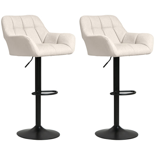 Swivel Adjustable Bar Stools Set of 2 - Cream White