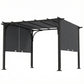 10' x 10' Retractable Pergola Canopy, UPF50+ Outdoor Metal Pergola Gazebo Sun Shade Shelter with Steel Frame, Dark Grey
