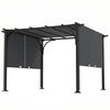 10' x 10' Retractable Pergola Canopy, UPF50+ Outdoor Metal Pergola Gazebo Sun Shade Shelter with Steel Frame, Dark Grey