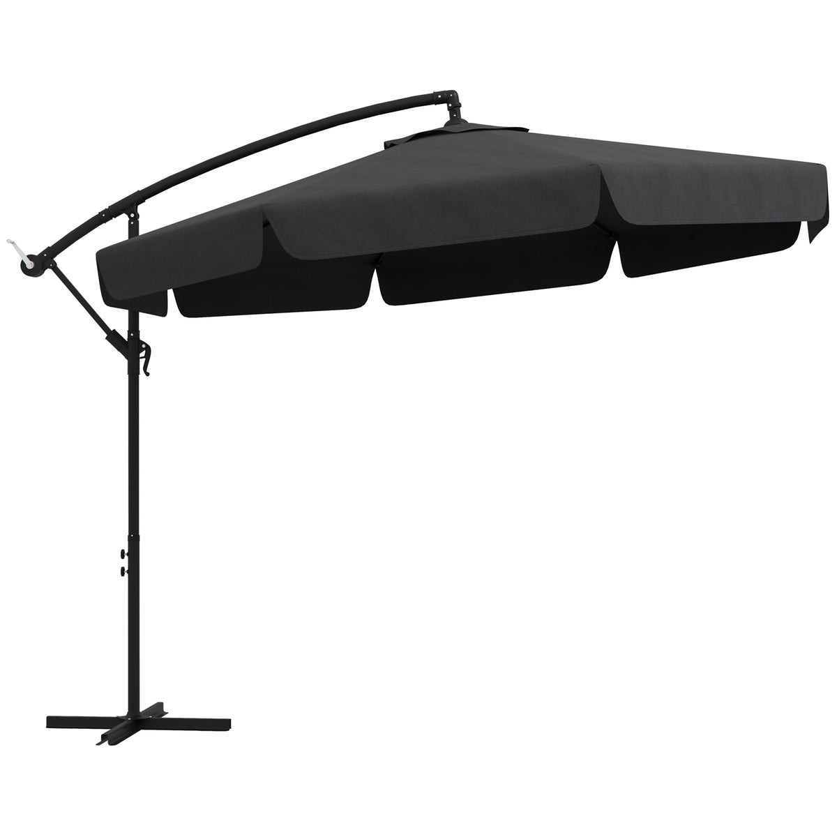 11 FT Cantilever Patio Umbrella Offset Parasol with Cross Base and 8 Ribs for Garden, Black