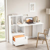 Computer Desk, Office Desk with Bookshelf, File Drawer and Legal Hanging File Holders, White Wood Grain