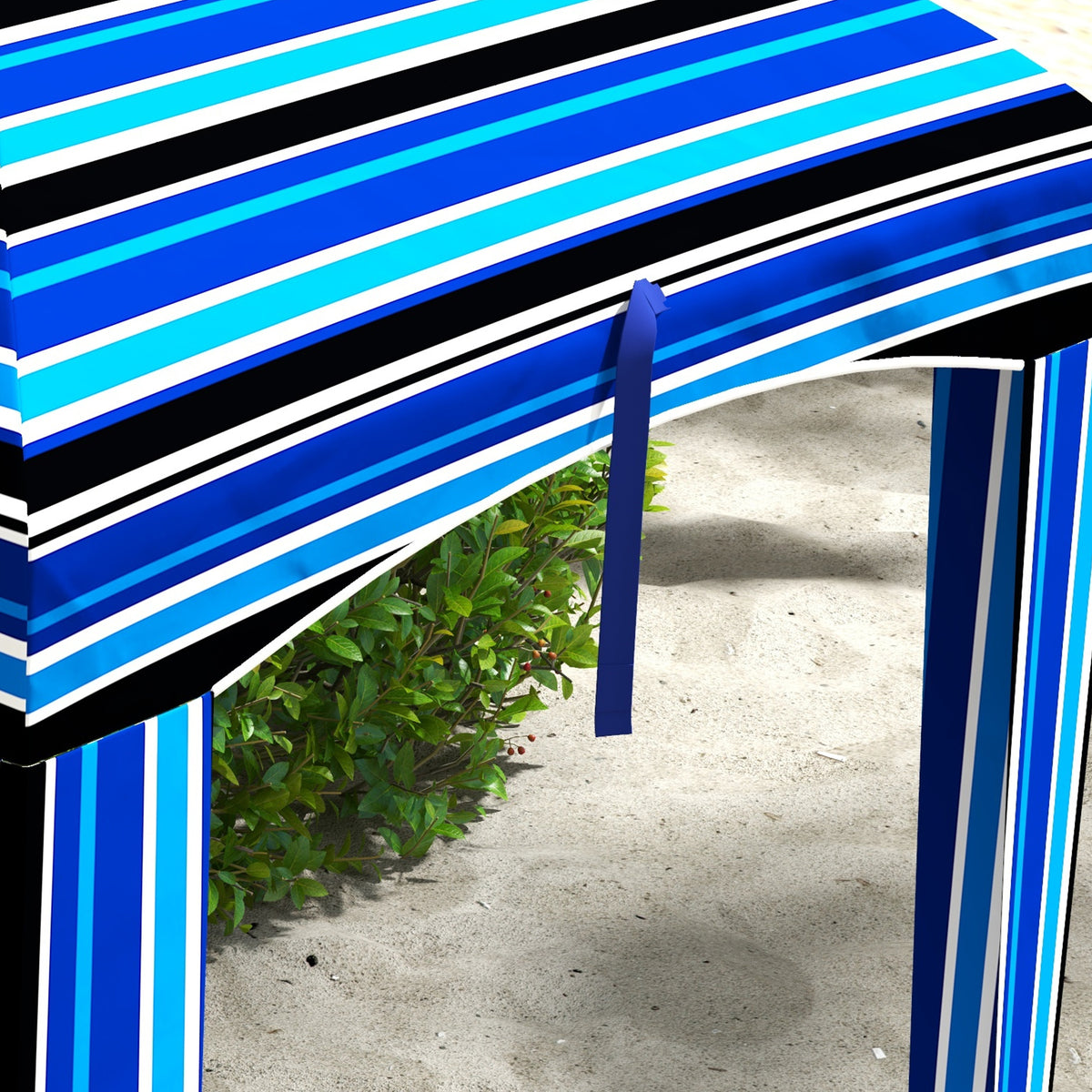 70.1" x 70.1" Blue Stripe Cabana Umbrella with Walls