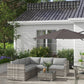 4 Pieces Rattan Wicker Outdoor Conversation Furniture Set w/ Corner Sofa Loveseats Coffee Table Cushions, Grey - Grey