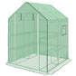 Portable Greenhouse, Walk-In Small Outdoor Green House with 2 Tier U-Shaped Flower Rack Shelves, 4.6' x 4.7', Green