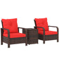 3 Pieces Wicker Patio Furniture Set, Rattan Bistro Set with Storage Coffee Table and Thickened Cushions, Outdoor Conversation Set for Garden, Porch, Balcony, Beige