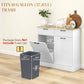 Hidden Garbage Bin Cabinet, Tilt Out Trash Cabinet w/ 2 Drawers, Freestanding Kitchen Island for Laundry, White