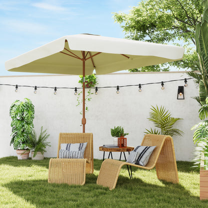Patio Umbrella 118.1" x 78.7" Outdoor Parasol UV50+ Protection in Beige