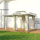 13' x 10' Soft-top Gazebo Patio Steel Canopy Portable Party Event with Double Canopy Roof, Curtains, Cream White