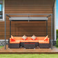 10x7ft Pergola with Retractable Roof Outdoor Patio Sun Shelter Garden Grape Tent Water-resistant Yard Shade Grey