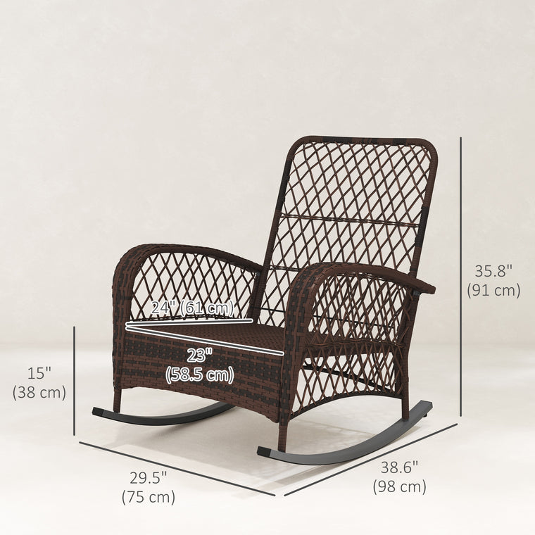 Wicker Rattan Rocking Chairs with Thick Cushions, Set of 2