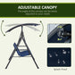 3-Seater Outdoor Porch Swing with Adjustable Canopy, Patio Swing Chair for Garden, Poolside, Backyard, Dark Blue