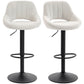 Bar Stools Set of 2, Swivel Counter Height Barstools with Adjustable Height and Cutout Back, Velvet Upholstered Bar Chairs with Round Metal Base and Footrest, Cream