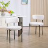 2 Pieces Kitchen Chairs, Modern Dining Chairs w/ Berber Fleece Upholstery and Steel Legs for Living Room, Cream White