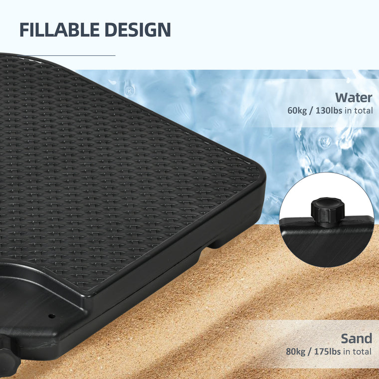 4-Piece Black HDPE Cantilever Base Weights with Handles