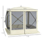 Pop-Up Tent, Foldable Screen Tent with Carry Bag, Zippered Door and Ground Stakes, Fits 3-4 People, Beige