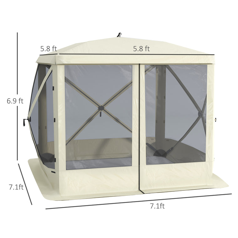 Beige Foldable Pop-Up Screen Tent for 3-4 People