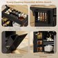 Kitchen Island Cart, Portable Kitchen Island Table with Charging Station, Rubber Wood Drop Leaf, Trash Storage, Black