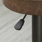 Modern Adjustable Bar Stools Set of 2, Swivel Barstool with Footrest, PU Leather Round Top for Kitchen, Brown