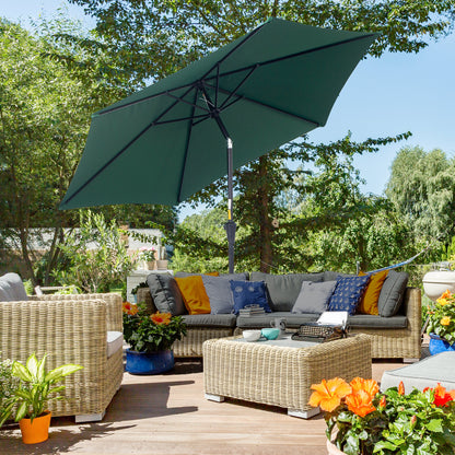 8.5FT Green Round Garden Parasol with 6 Ribs & Crank Handle