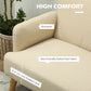 Velvet Feel Fabric 2 Seater Sofa, Small Sofa Loveseat with 8.3" Thick Padding and Wood Legs, Cream White