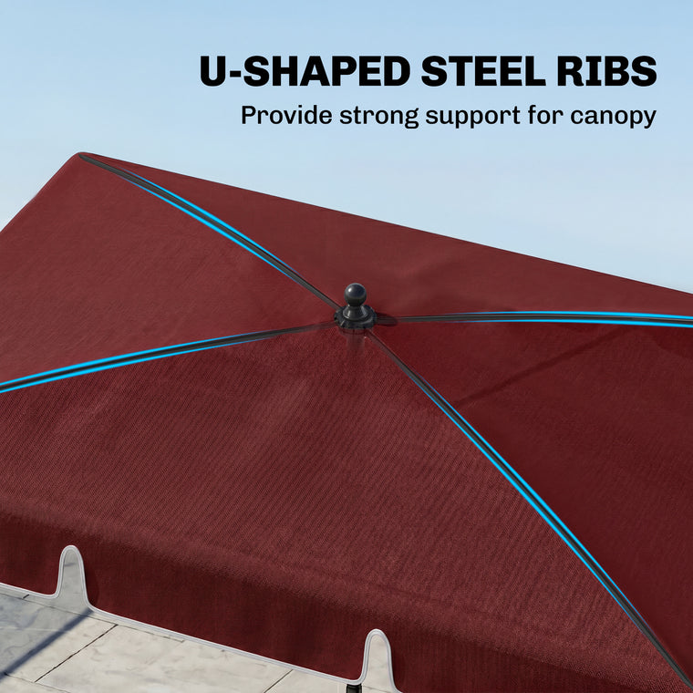 6.5' x 4' Wine Red Aluminum Rectangle Patio Umbrella